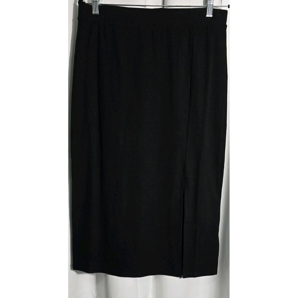 The Drop Women's Slim Side-Slit Long Sweater Skirt Black Size Large